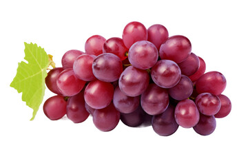 Fototapeta premium Cluster of Grapes With Leaf on White Background. On a White or Clear Surface PNG Transparent Background..