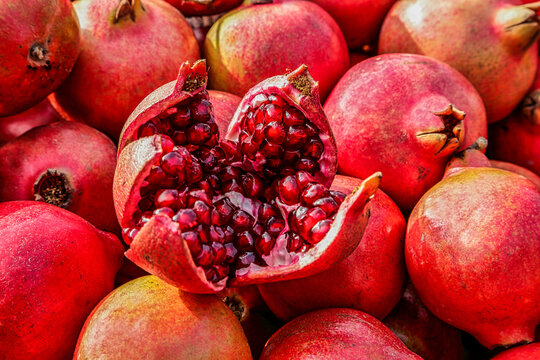 Pomegranates with seeds