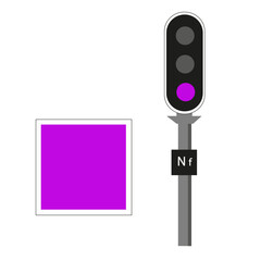Signalisation ferroviaire  avec carré violet installé sur les voies de service