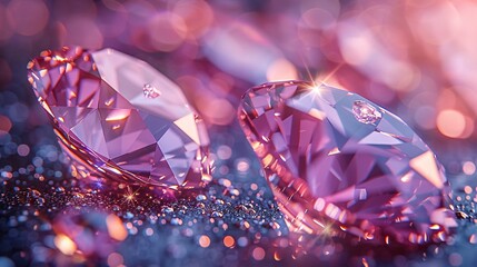 Pink Crystals Sparkle in the Light A Glimmering Gemstone Display for the Month of Love Generative AI