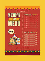 Mexican Food Menu Poster Design. Suitable For Promotion Poster