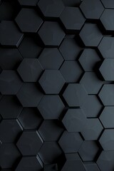 3D Geometric Dark Hexagonal Pattern Design