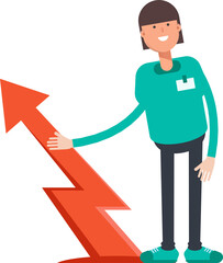 Woman Staff Character and Arrow Chart
