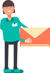 Woman Staff Character Holding Mail
