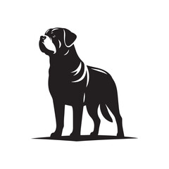 Rottweiler Dog Silhouette: Majestic Guard and Companion in Classic Profile- Rottweiler black vector stock.
