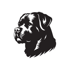 Rottweiler Dog Silhouette: Majestic Guard and Companion in Classic Profile- Rottweiler black vector stock.