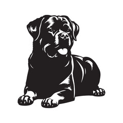 Rottweiler Dog Silhouette: Majestic Guard and Companion in Classic Profile- Rottweiler black vector stock.