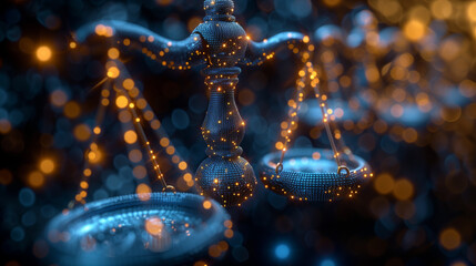 Scales of Justice Made of Light - obrazy, fototapety, plakaty