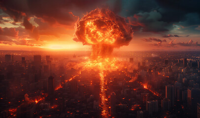 City Engulfed in Nuclear Blast - obrazy, fototapety, plakaty