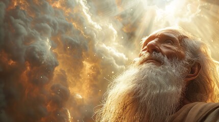 God's Glorious Glow A Bearded Prophet's Radiant Revelation Generative AI