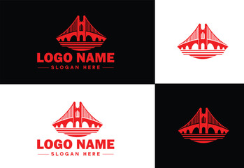 Bridge Construction Building logo icon vector for business brand app icon creative bridge logo template