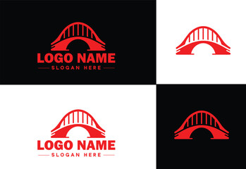 Bridge Construction Building logo icon vector for business brand app icon creative bridge logo template - obrazy, fototapety, plakaty