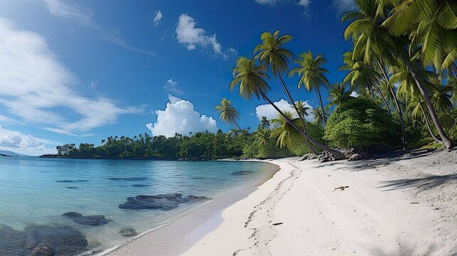 beach with palm trees high definition(hd) photographic creative image