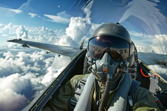 fighter pilot above the clouds