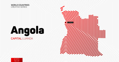 Abstract map of Angola with red hexagon lines
