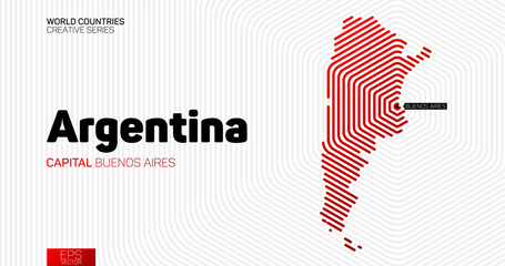 Abstract map of Argentina with red hexagon lines