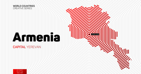 Abstract map of Armenia with red hexagon lines