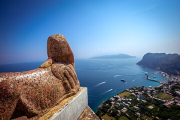 statue of a sphinx in Capri island, italy - obrazy, fototapety, plakaty
