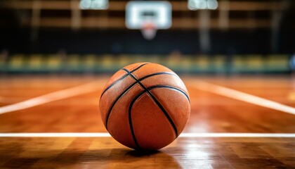 Naklejka premium A basketball ball placed on the basketball court. close up