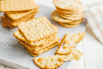 A Pile of Crackers on a Table