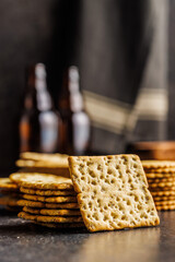 Pile of Crackers on Kitchen Counter