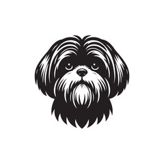 Graceful Shih Tzu Dog Silhouette: Elegant Canine Profile in Vector Format- Shih Tzu Black vector stock.