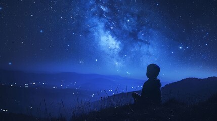 Fototapeta na wymiar Stargazing in the Dark A Nighttime Adventure Generative AI