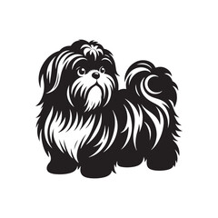 Graceful Shih Tzu Dog Silhouette: Elegant Canine Profile in Vector Format- Shih Tzu Black vector stock.