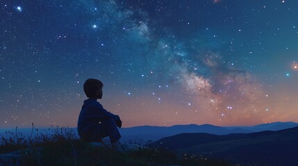 Stargazing in the Dark A Nighttime Adventure Generative AI - obrazy, fototapety, plakaty