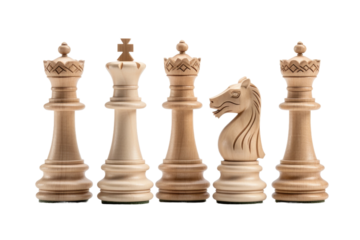 Set of Chess Pieces on White Background. On a White or Clear Surface PNG Transparent Background..