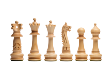 Set of Chess Pieces on White Background. On a White or Clear Surface PNG Transparent Background..