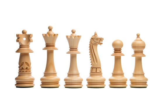 Set of Chess Pieces on White Background. On a White or Clear Surface PNG Transparent Background..