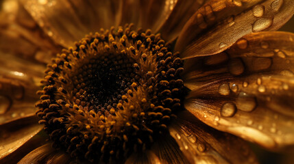 Zbliżenie na kwiat złocistego słonecznika - obrazy, fototapety, plakaty