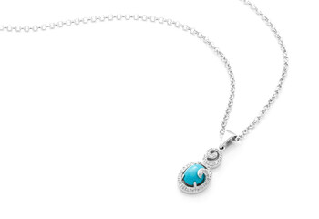 Elegant jewelry set. Jewellery set with gemstones. Product still life concept. Ring, necklace and...