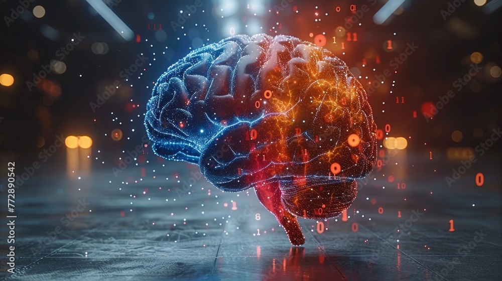 Poster Analytic and creative icons depicting left and right brain function