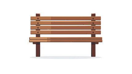 A brown wooden park bench. Flat vector isolated on white