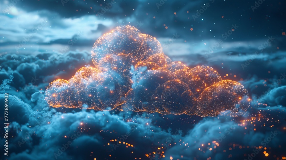 Poster in this concept, the cloud is shaped in a futuristic style with an interface that incorporates digit