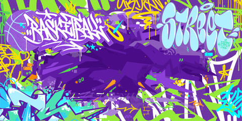 Trendy Cool Abstract Hip Hop Urban Street Art Graffiti Style Word Basketball Vector Illustration © Anton Kustsinski