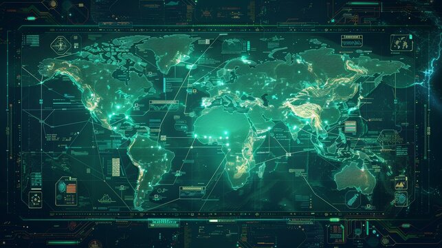 Using digital radar to map terrain, communication technology concept