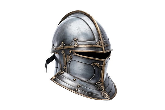Detailed Drawing of a Knights Helmet on White Background. On a White or Clear Surface PNG Transparent Background..