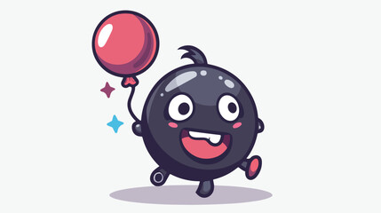 Bomb mascot illustration isolated playing balloon cute style