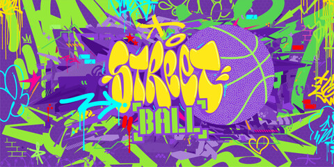 Cool Abstract Hip Hop Urban Street Art Graffiti Style Basketball Vector Illustration