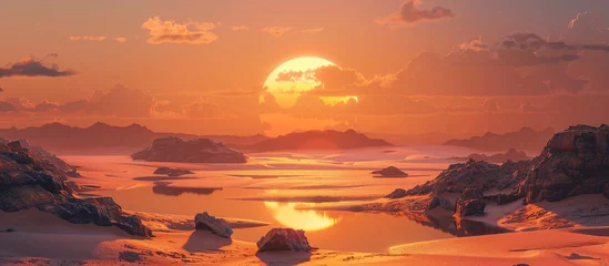 Photo sur Plexiglas Brique Sunset Serenade A Glorious Glimpse of the Sun's Last Hurrah Generative AI