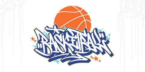 Abstract Hip Hop Urban Street Art Graffiti Style Word Basketball Vector Illustration