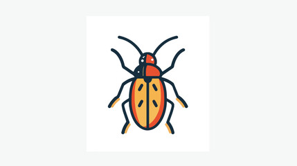 Bug line icon on white background  Flat vector 