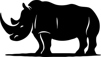 Obraz na płótnie Canvas Rhino animal silhouette noir, vecteur fond transparent