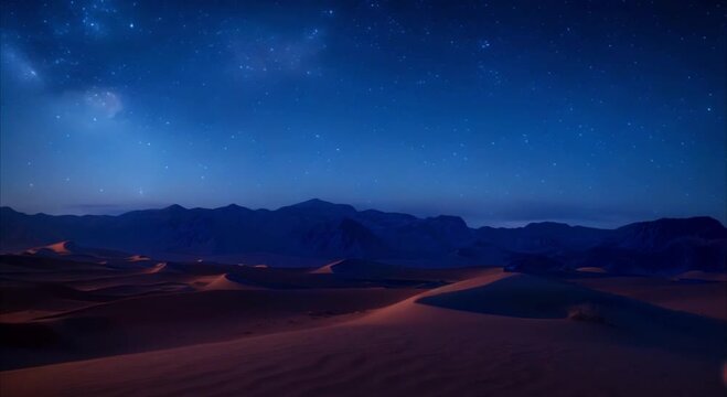 beautiful view of desert in clear night footage