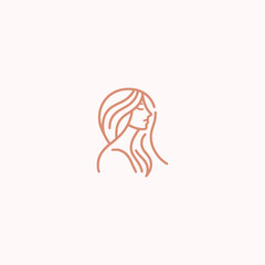 beauty woman salon line logo vector illustration template design