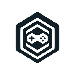 hexagonal gaming logo vector illustration template design