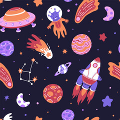 Joyful child astronaut vector illustration